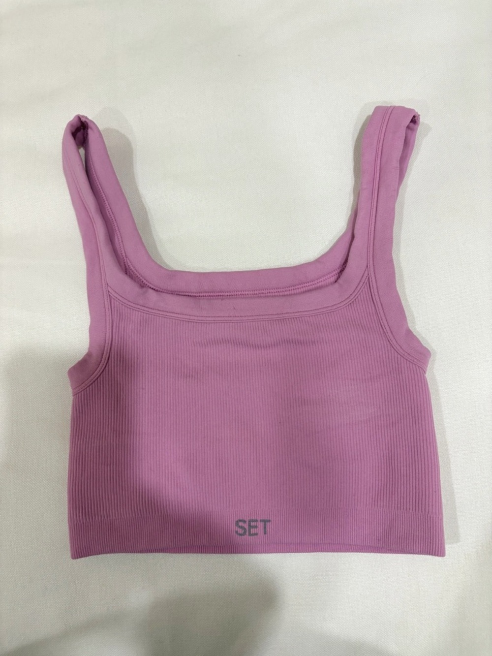Set Active Pink Lavender Ribbed Crop Tank XS